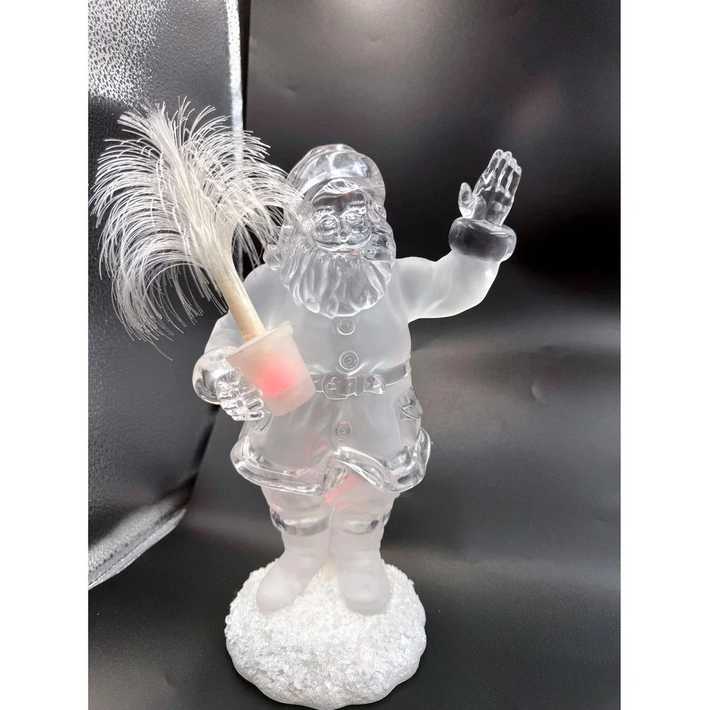 Heritage Mint Frosted Acrylic Santa Claus Color Changing LED Light Up Figurines
